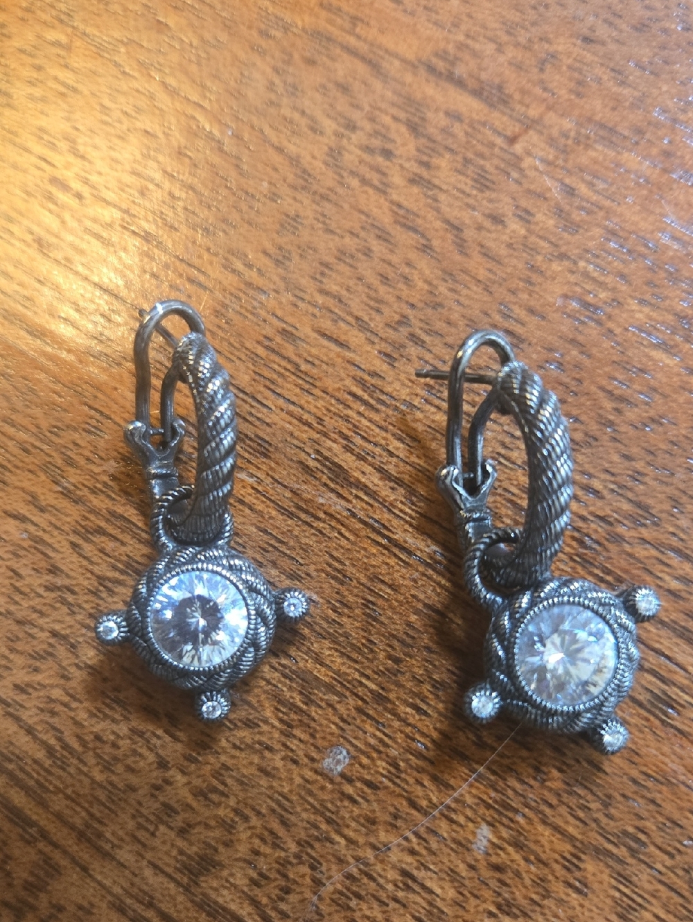 Judith Ripka SS Hoop Earrings W/ Removable Charms